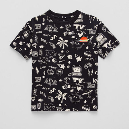 Thereabouts x Matthew Langille Little & Big Boys Crew Neck Short Sleeve Graphic T-Shirt, X-small (6-7), Black