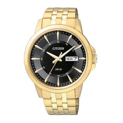 Citizen® Everyday Mens Black Dial Gold-Tone Stainless Steel Watch