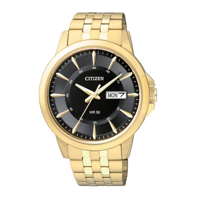 Citizen® Everyday Mens Black Dial Gold-Tone Stainless Steel Watch BF2013-56E