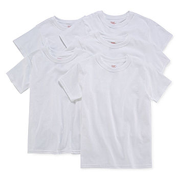 Hanes Little & Big Boys 5 Pack Crew Neck Short Sleeve T-Shirt, Color: White  - JCPenney