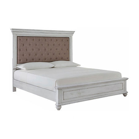 Signature Design By Ashley Kaelyn Upholstered Panel Bed, One Size, White