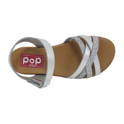 Pop Little & Big  Girls Tudor Ankle Strap Flat Sandals