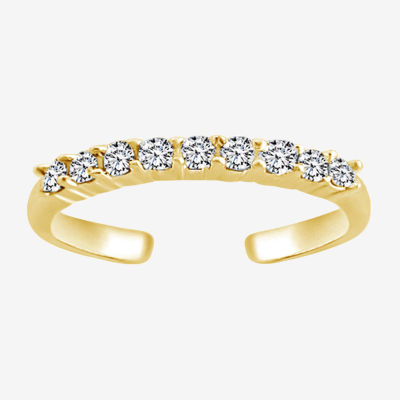 Itsy Bitsy Adjustable Crystal 18K Gold Over Silver Toe Ring