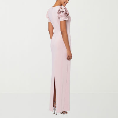 DJ Jaz Rosette Short Sleeve Evening Gown