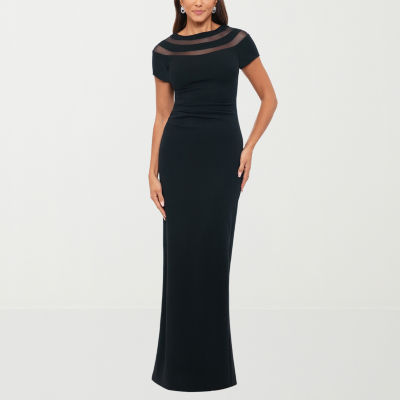 DJ Jaz Mesh Short Sleeve Evening Gown, Color: Black - JCPenney