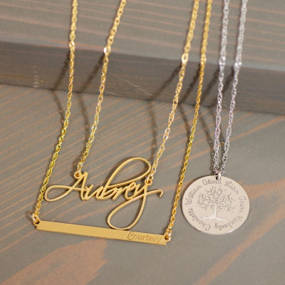 Personalized 27mm Cursive Name Pendant Necklace