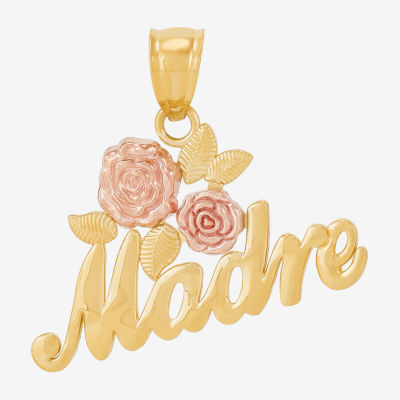Madre Womens 10K Tri-Color Gold Flower Pendant
