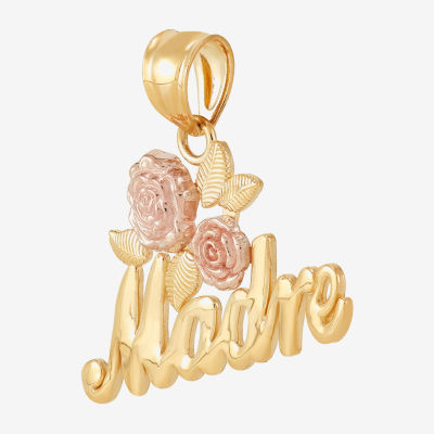 Madre Womens 10K Tri-Color Gold Flower Pendant