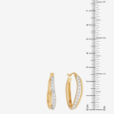 Diamonart Womens Cubic Zirconia 14K Gold Over Silver 25.5mm Hoop Earrings