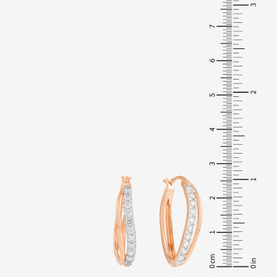 Diamonart White Cubic Zirconia 14K Gold Over Silver 25.5mm Hoop Earrings