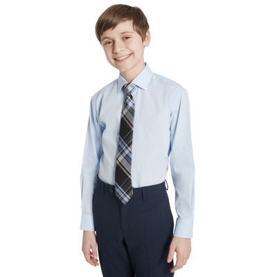 Collection By Michael Strahan Big Boys Spread Collar Long Sleeve Shirt + Tie Set