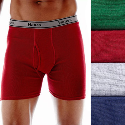 Hanes Cotton Mens Pack Boxer Briefs J742a4, Color: Red Green