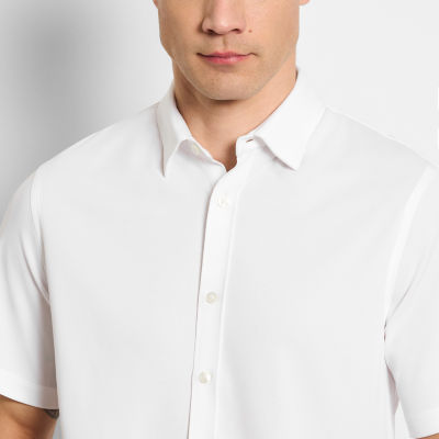 Van Heusen Performance Mens Moisture Wicking Regular Fit Short Sleeve Button-Down Shirt