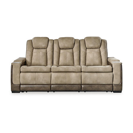 Signature Design By Ashley Next-Gen DuraPella Dual Power Track Arm Reclining Sofa, One Size, Beige