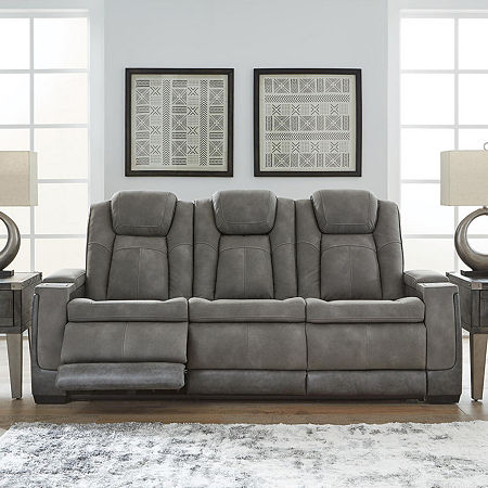 Signature Design By Ashley Next-Gen DuraPella Dual Power Track Arm Reclining Sofa, One Size, Gray