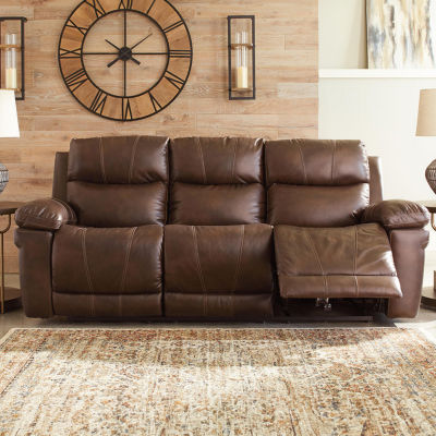 Signature Design By Ashley® Edmar Dual Power Leather Reclining Sofa