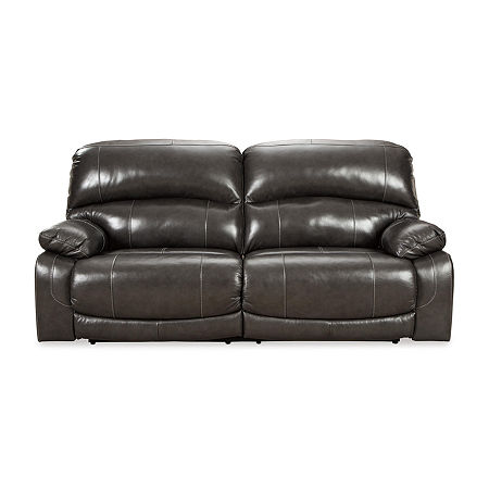 Signature Design By Ashley Hallstrung Dual Power Leather Reclining Sofa, One Size, Gray