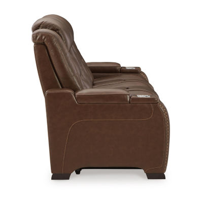 Signature Design By Ashley® The Man-Den Triple Power Leather Reclining Sofa
