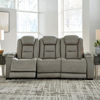 Signature Design By Ashley® The Man-Den Triple Power Leather Reclining Sofa