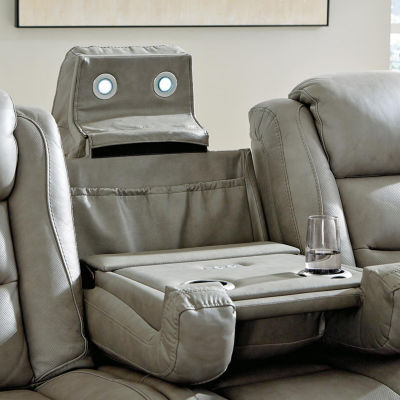 Signature Design By Ashley® The Man-Den Triple Power Leather Reclining Sofa