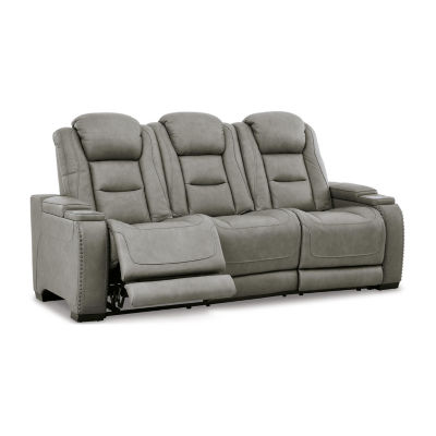 Signature Design By Ashley® The Man-Den Triple Power Leather Reclining Sofa