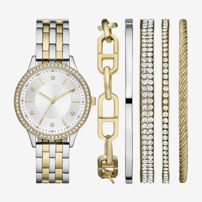 Ladies Boxed Sets Womens Crystal Accent Two Tone 6-pc. Watch Boxed Set Fmdjset711
