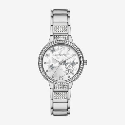 Geneva Womens Crystal Accent Silver Tone Bracelet Watch Fmdjm295