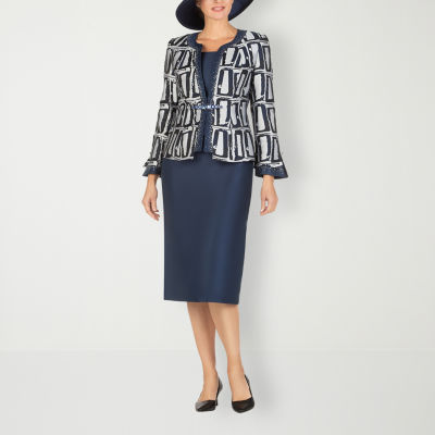 Giovanna Collection 3-pc. Squares Skirt Suit