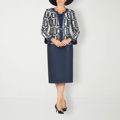 Giovanna Collection 3-pc. Squares Skirt Suit