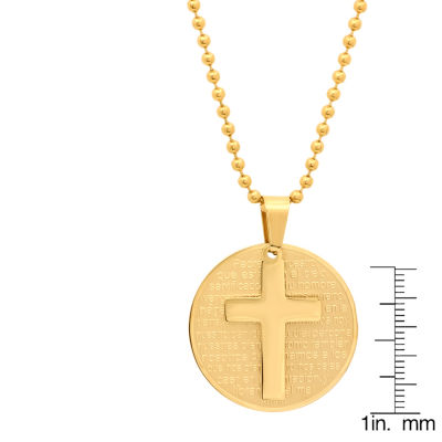 Steeltime Mens 18K Gold Over Stainless Steel Pendant Necklace