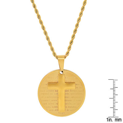 Steeltime Mens 18K Gold Over Stainless Steel Pendant Necklace