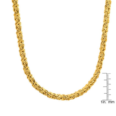 Steeltime 18K Gold Over Stainless Steel 24 Inch Solid Singapore Chain Necklace