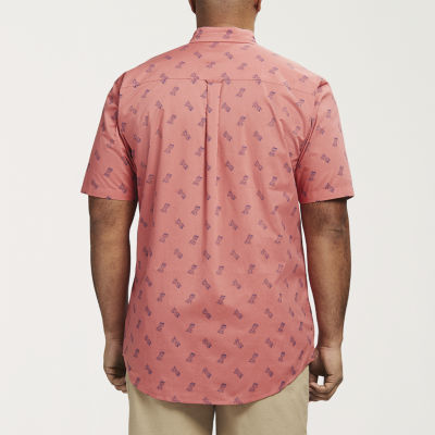 IZOD Big and Tall Mens Cooling Classic Fit Short Sleeve Plaid Button-Down Shirt