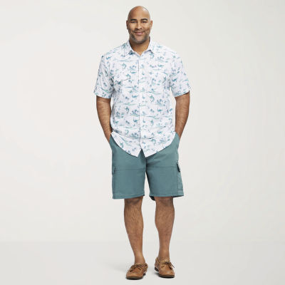 IZOD Saltwater Big and Tall Mens Moisture Wicking Classic Fit Short Sleeve Button-Down Shirt