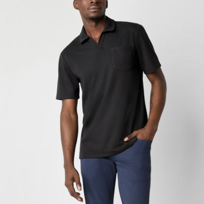 Stylus Johnny Collar Double Knit Mens Regular Fit Short Sleeve Pocket Polo Shirt