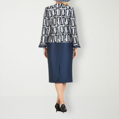 Giovanna Collection 3-pc. Squares Skirt Suit-Plus