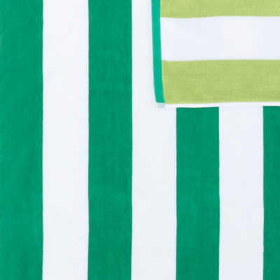 Outdoor Oasis Reversible Cabana Stripe Green And Lime Beach Towel
