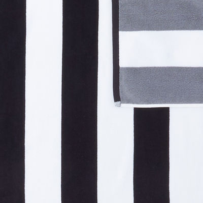 Outdoor Oasis Reversible Cabana Stripe Black And Gray Beach Towel