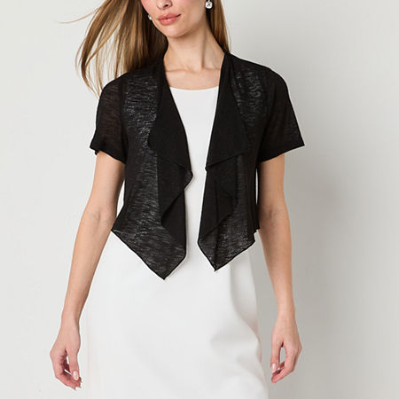 Perceptions Womens Short Sleeve Shrug, Small, Black