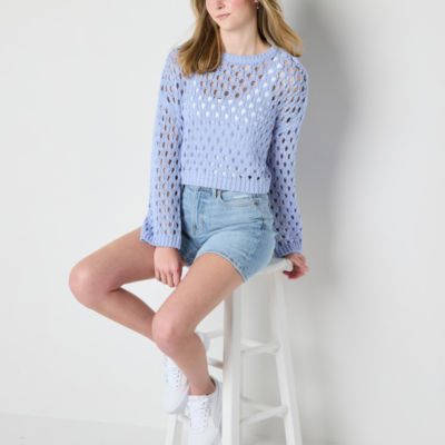 Arizona Juniors Womens Crew Neck Long Sleeve Pullover Sweater