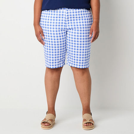 St. John's Bay Womens Mid Rise Bermuda Short-Plus, 20w, Blue
