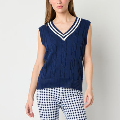 St. John's Bay Womens V Neck Sleeveless Pullover Sweater