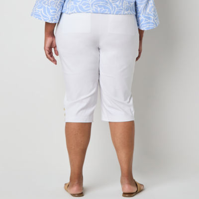 Liz Claiborne Alyssa Cropped Womens Plus Straight Mid Rise Pull-On Pant