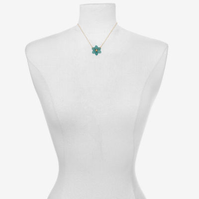 Bijoux Bar Delicates Womens Glass Fleur De Lis 16 Inch Pendant Necklace