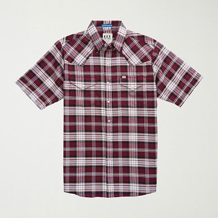 Ely Cattleman Tall Mens Short Sleeve Western Shirt, 3x-large Tall, Red