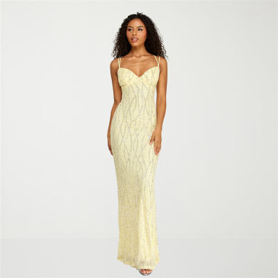 slim fit dress slacks Ladivine CC8885 Elegant Fitted Embellished Formal Gown Rose Gold / 12 main image 0