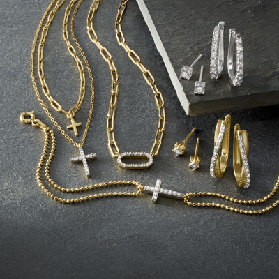 Yes, Please!, (G/I2) Womens 1/10 CT. T.W. Lab Grown White Diamond 14K Gold Over Silver 2 Pair Earring Set