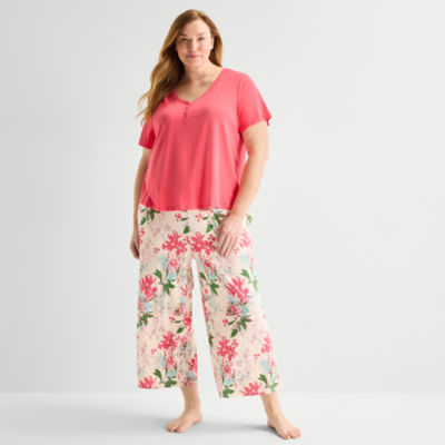 Liz Claiborne Womens Short Sleeve Plus Pajama Sets