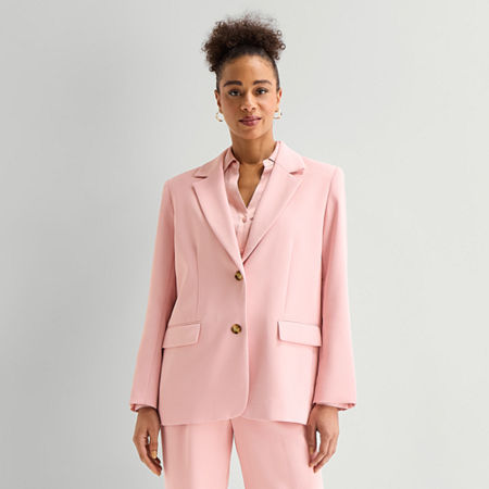 Worthington Womens Relaxed Fit Blazer, 8 Petite, Pink