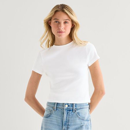 a.n.a Womens Crew Neck Short Sleeve T-Shirt, Petite Xx-large, White